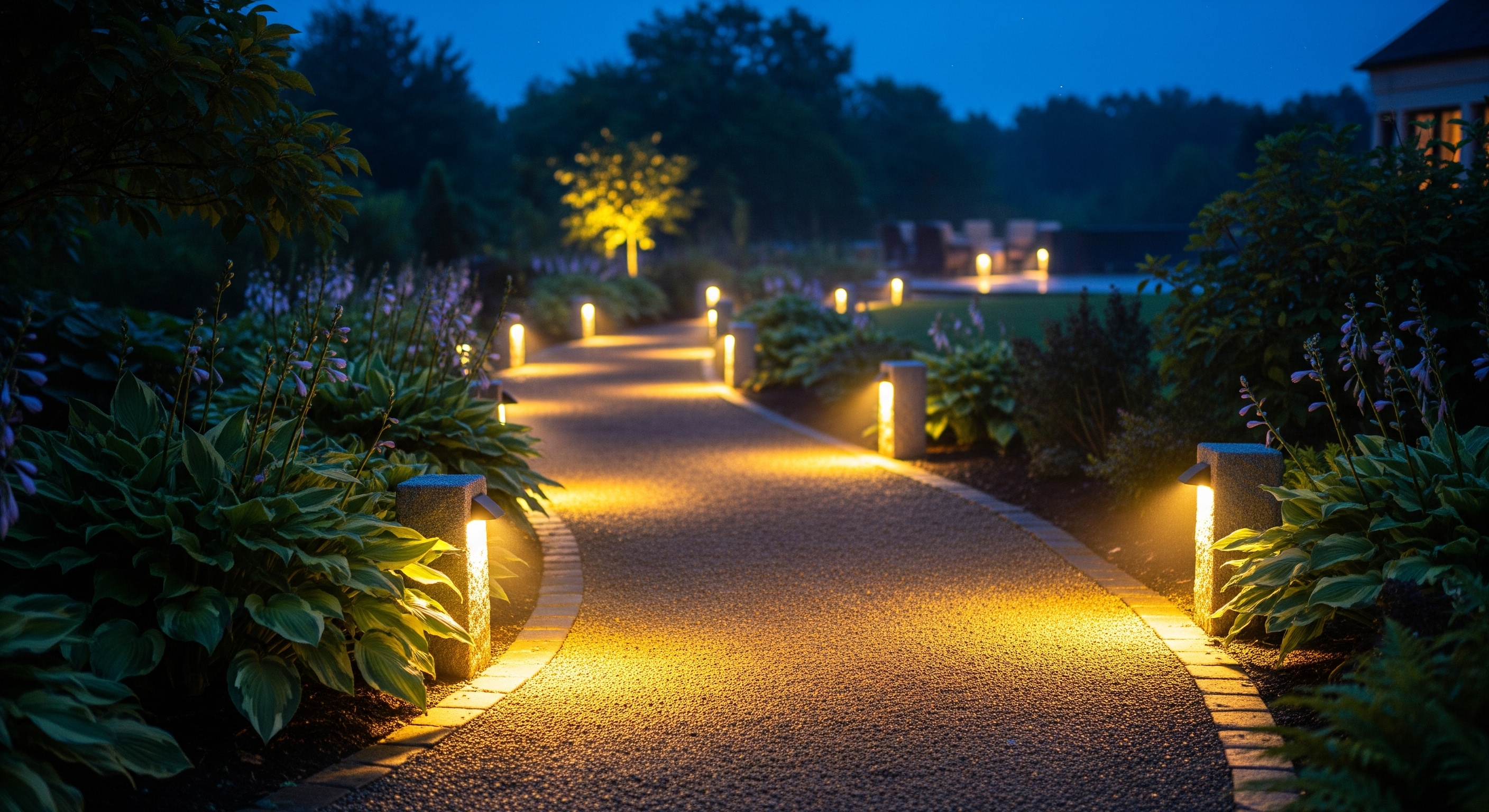 Image of outdoor landscape lighting.